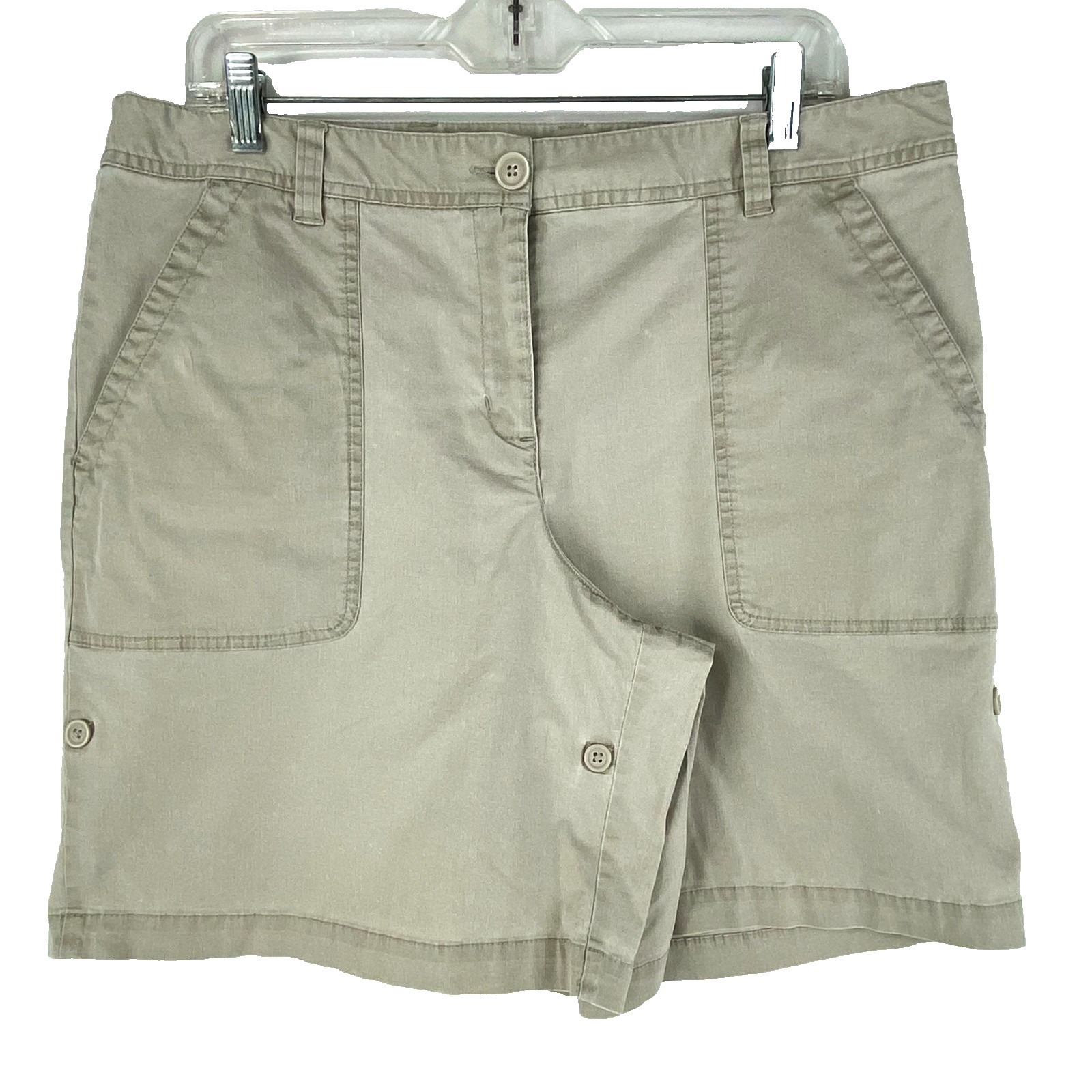 Style & Co Convertible Shorts Women's 16 Khaki Gray Stretch Cotton Comfort